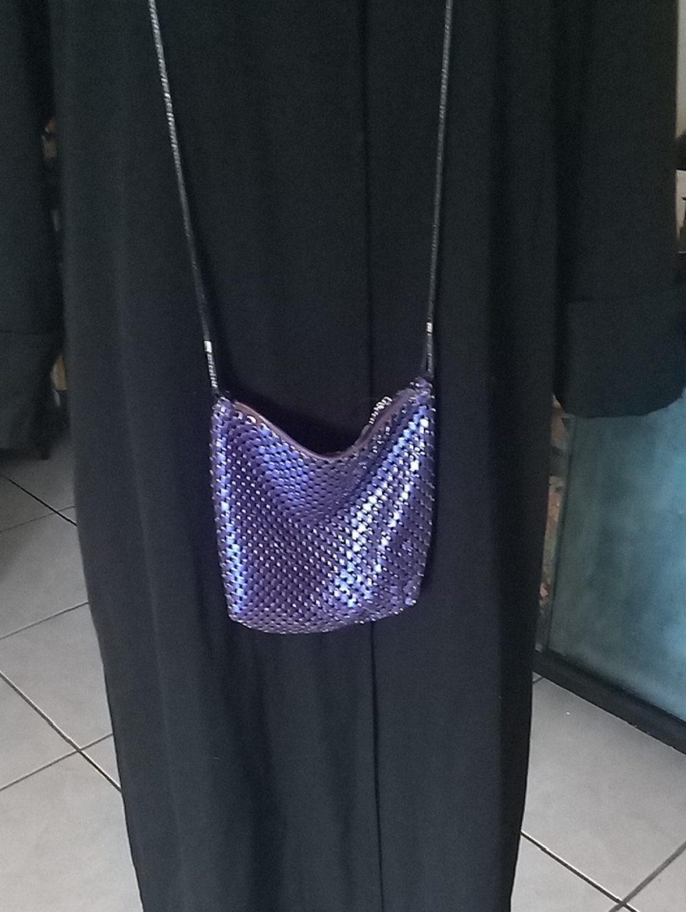 Whiting & Davis Purple Beaded Shoulder Bag